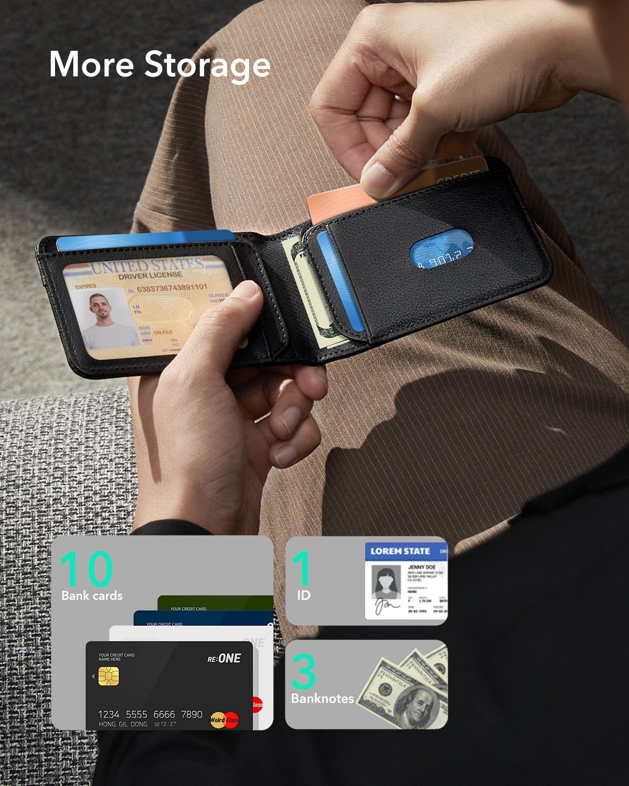 Geo Card Holder - 11 Cards Plus 3 Cash