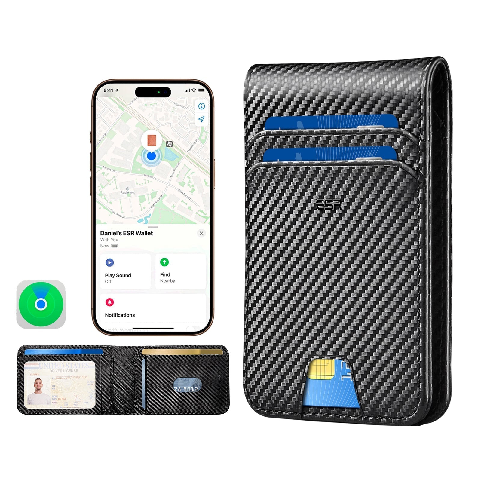 Geo Card Holder - Black Carbon Fiber ESR ESR