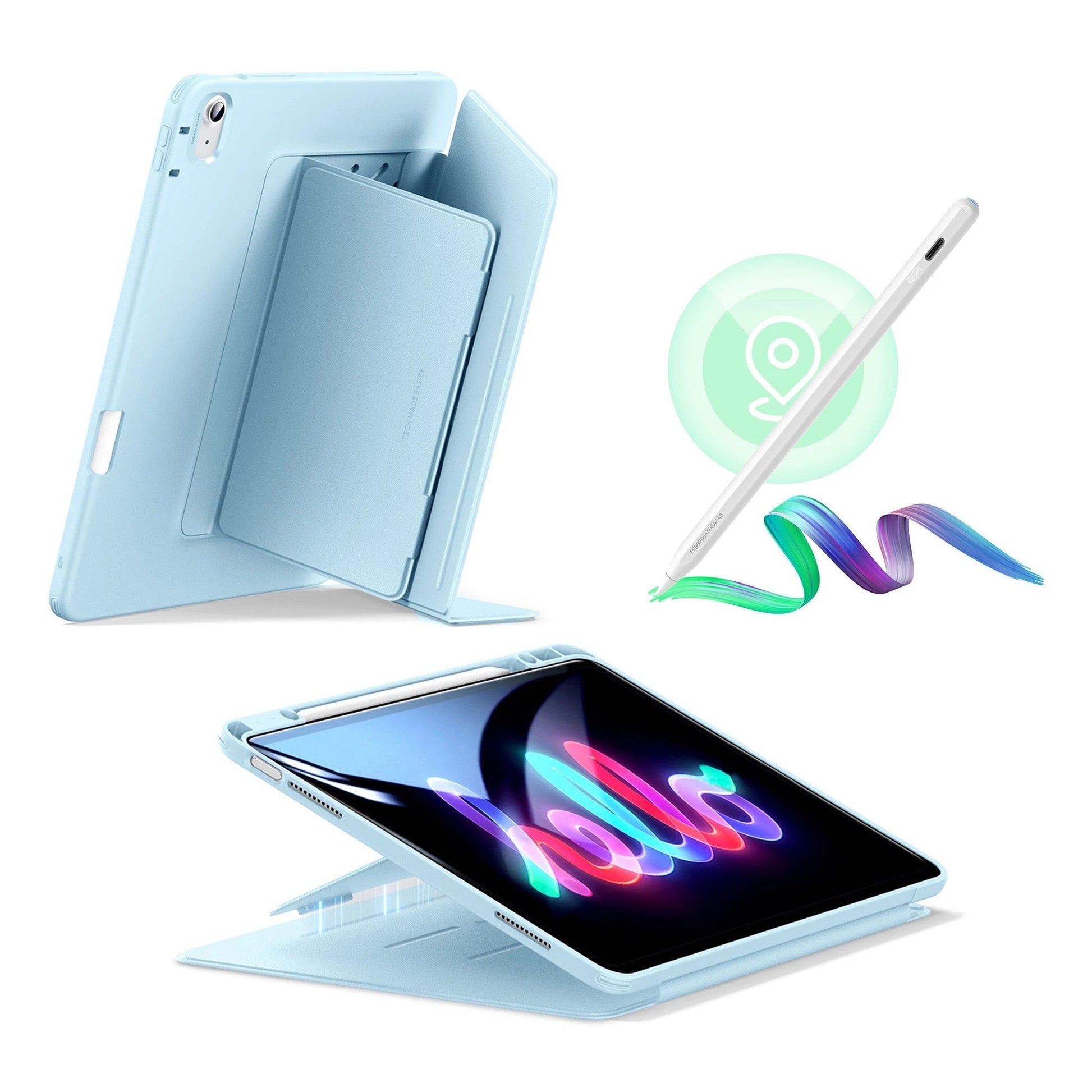 iPad Air 13" (M3) 2025 Bundle Flip Magnetic Case with Geo Digital Pencil - Sky Blue ESR ESR