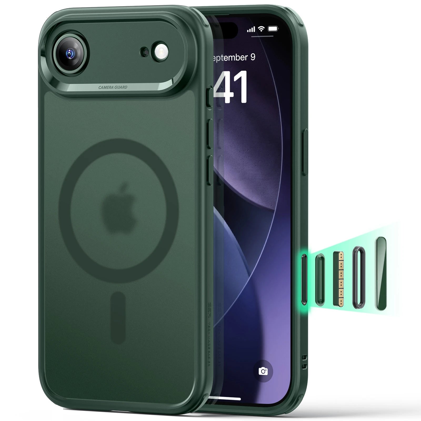 iPhone 17 Air Magsafe Case with Camera Control Frosted Green
