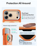ESR iPhone 17 Pro Magsafe Case with Stand Camera Control Frosted Orange Raised Edge Protection