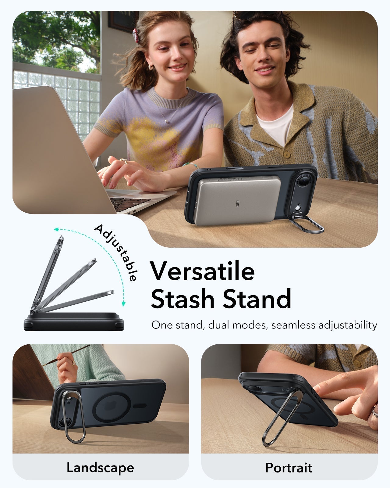 iPhone 17 Air Classic Hybrid Magsafe Case Frosted Black Versatile Stash Stand