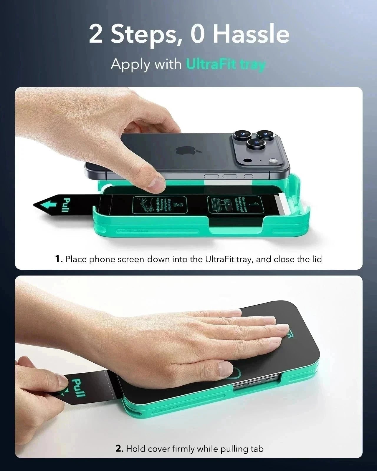 ESR iPhone 17 Pro Max UltraFit Armorite Privacy Screen Protector apply with ultrafit tray
