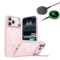 iPhone 17 Pro Max Classic Hybrid Magsafe Case With Stand and Qi2 Wireless Charger Frosted Bubblegum Pink