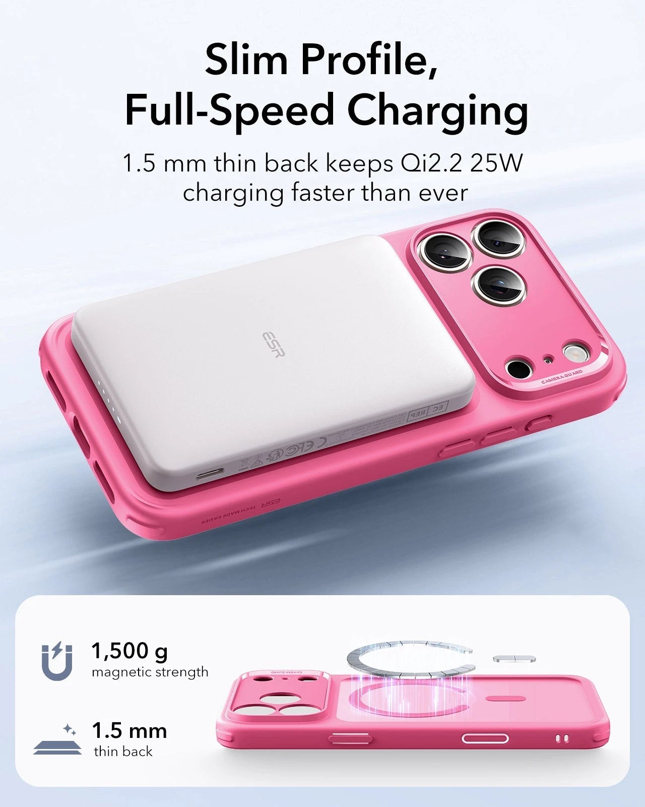 ESR iPhone 17 Pro Max Magsafe Case with Camera Control Frosted Pink Wireless charging
