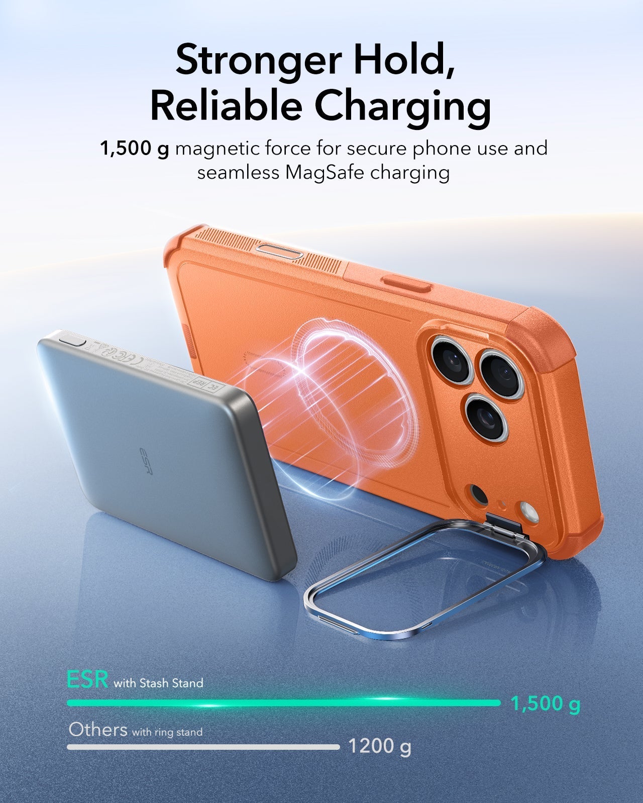 ESR iPhone 17 Pro Max Cyber Tough Magsafe Case with Stand Orange Magsafe Charging