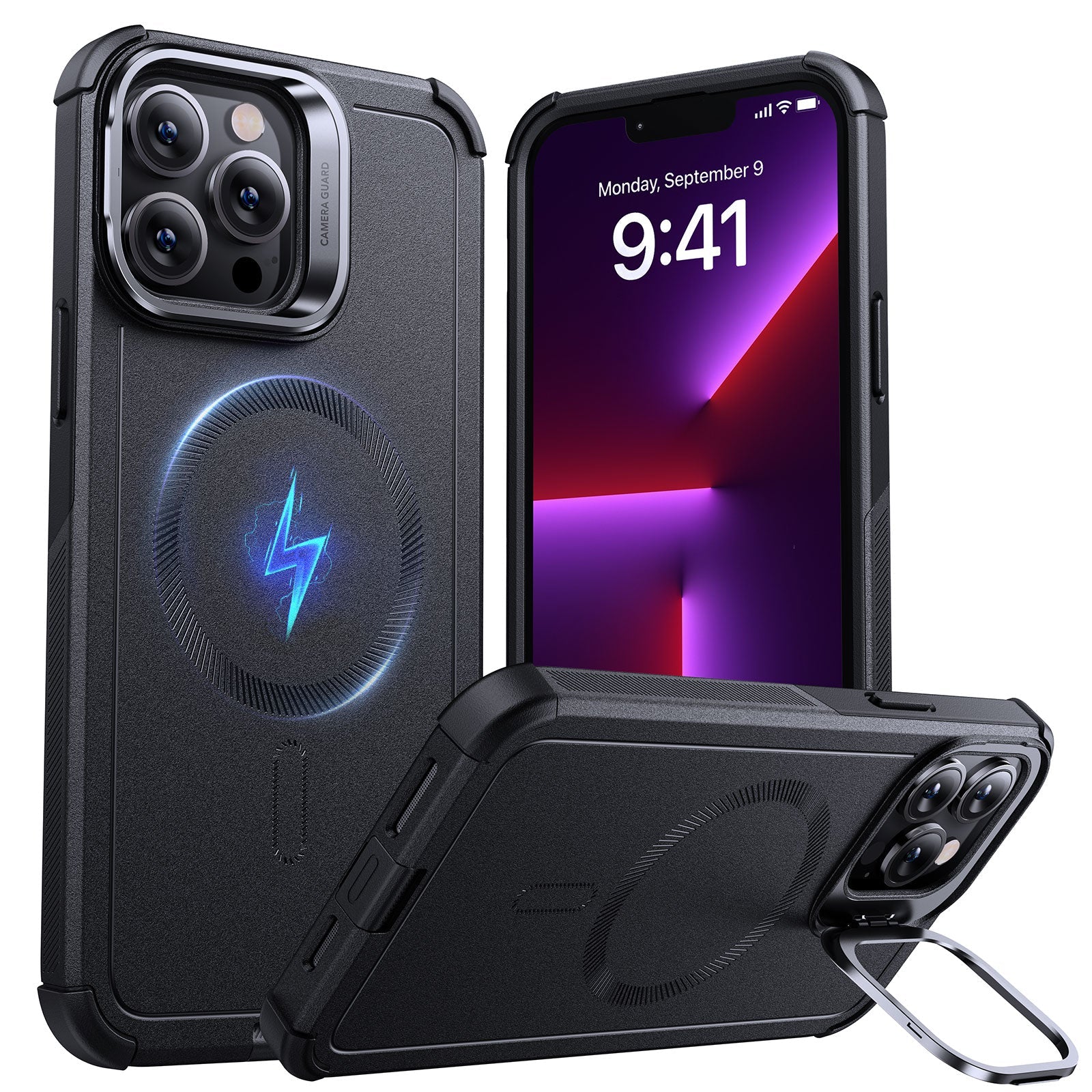 iPhone 13 Pro Cyber Tough Magnetic Case (Stash Stand) - Black(副本) ESR ESR