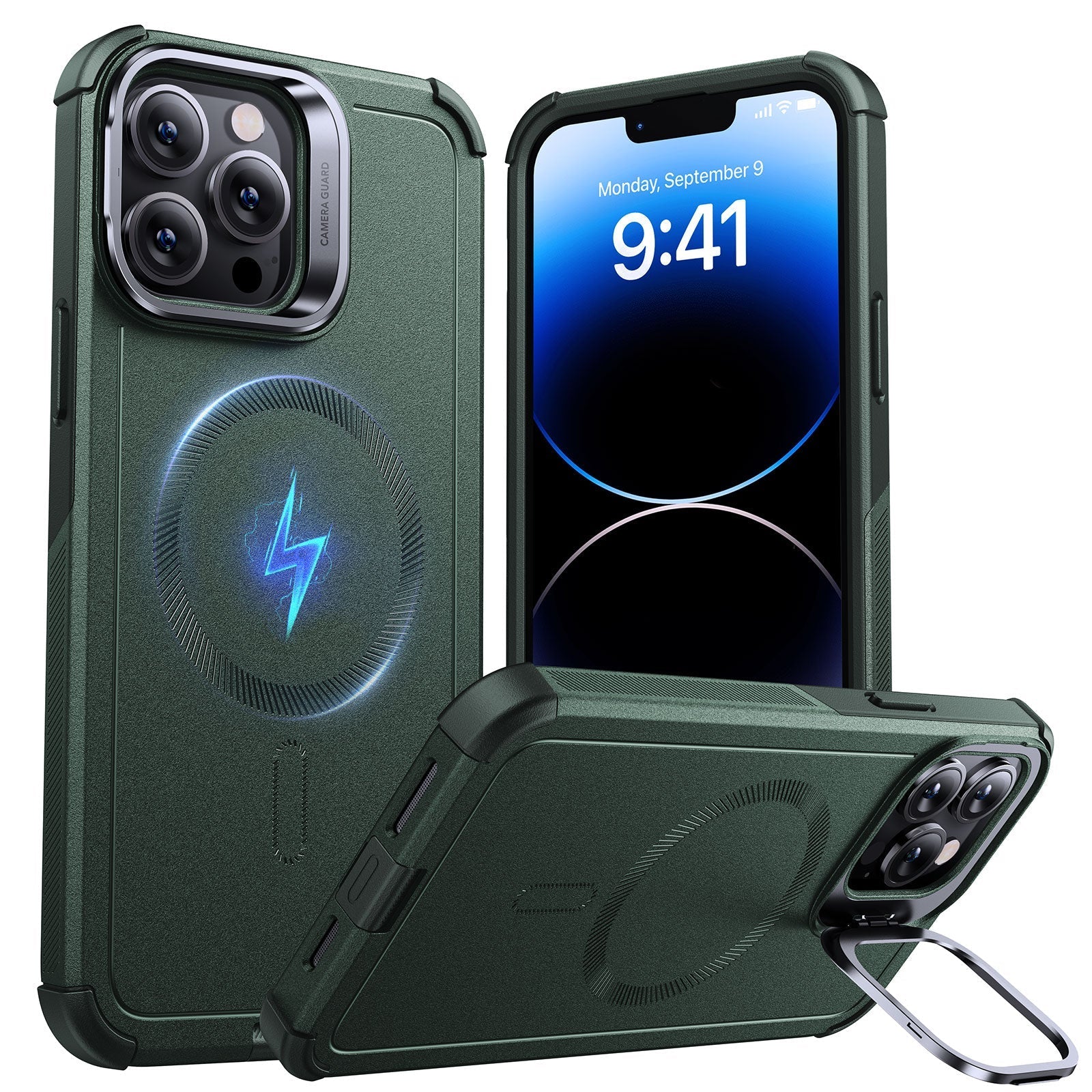 iPhone 13 Pro Cyber Tough Magnetic Case (Stash Stand) - Green ESR ESR
