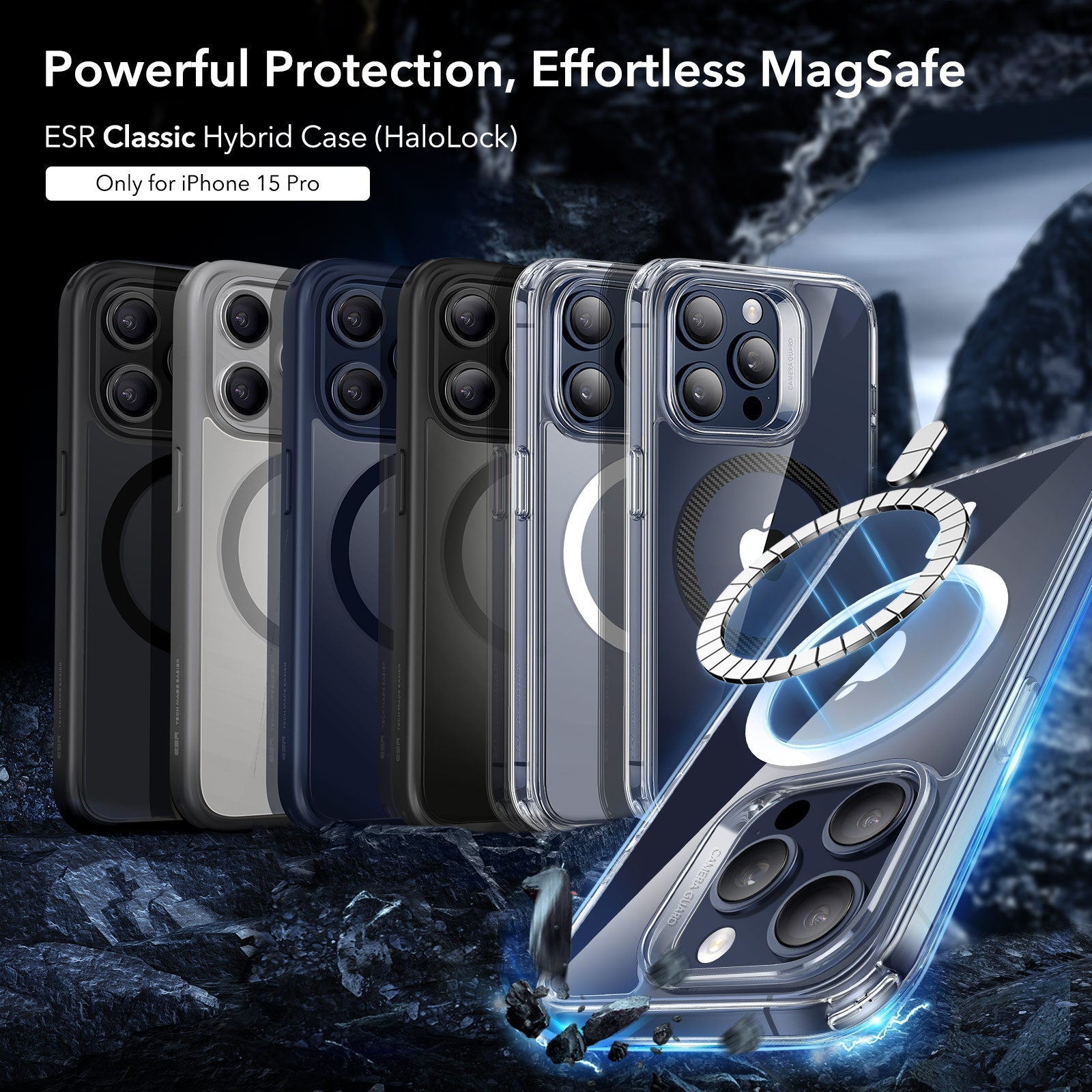 iPhone 15 Pro Classic Hybrid Case (HaloLock) - Carbon Fiber ESR ESR