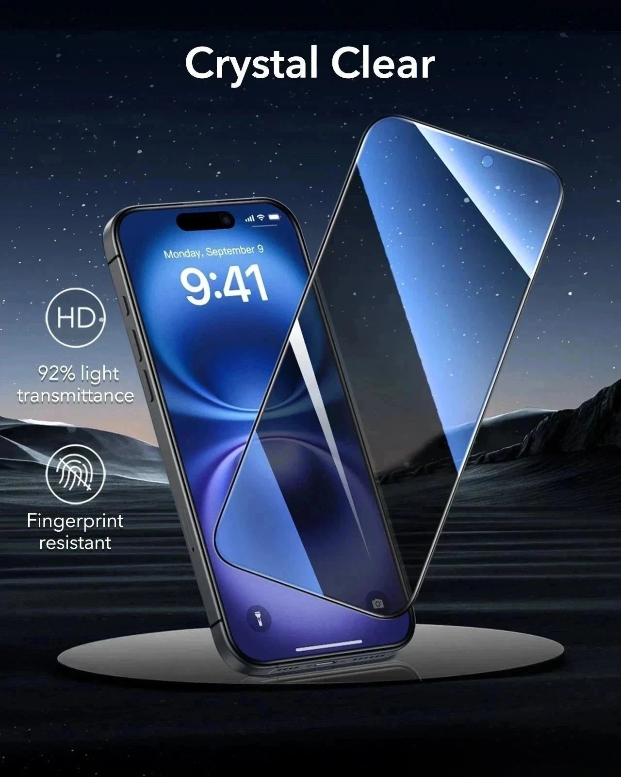 iPhone 16 Classic Hybrid Magnetic Case (Camera Control, Stash Stand) & Privacy Screen Protector Bundle - Clear ESR ESR