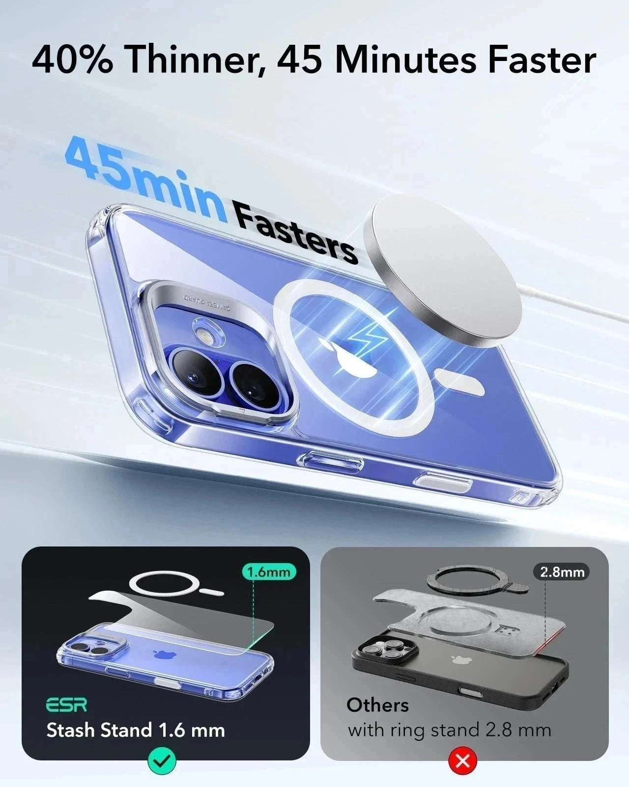 iPhone 16 Plus HaloLock Classic Hybrid Case Protection Bundle (Camera Control, Stash Stand) - Clear ESR ESR