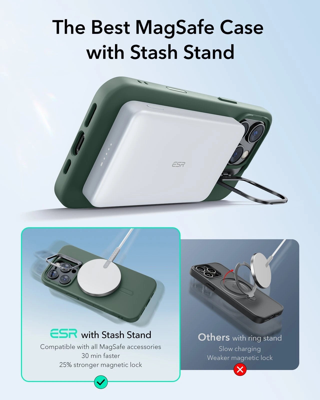 iPhone 16 Pro Cloud Soft Magnetic Case (Camera Control, Stash Stand) - Green ESR ESR