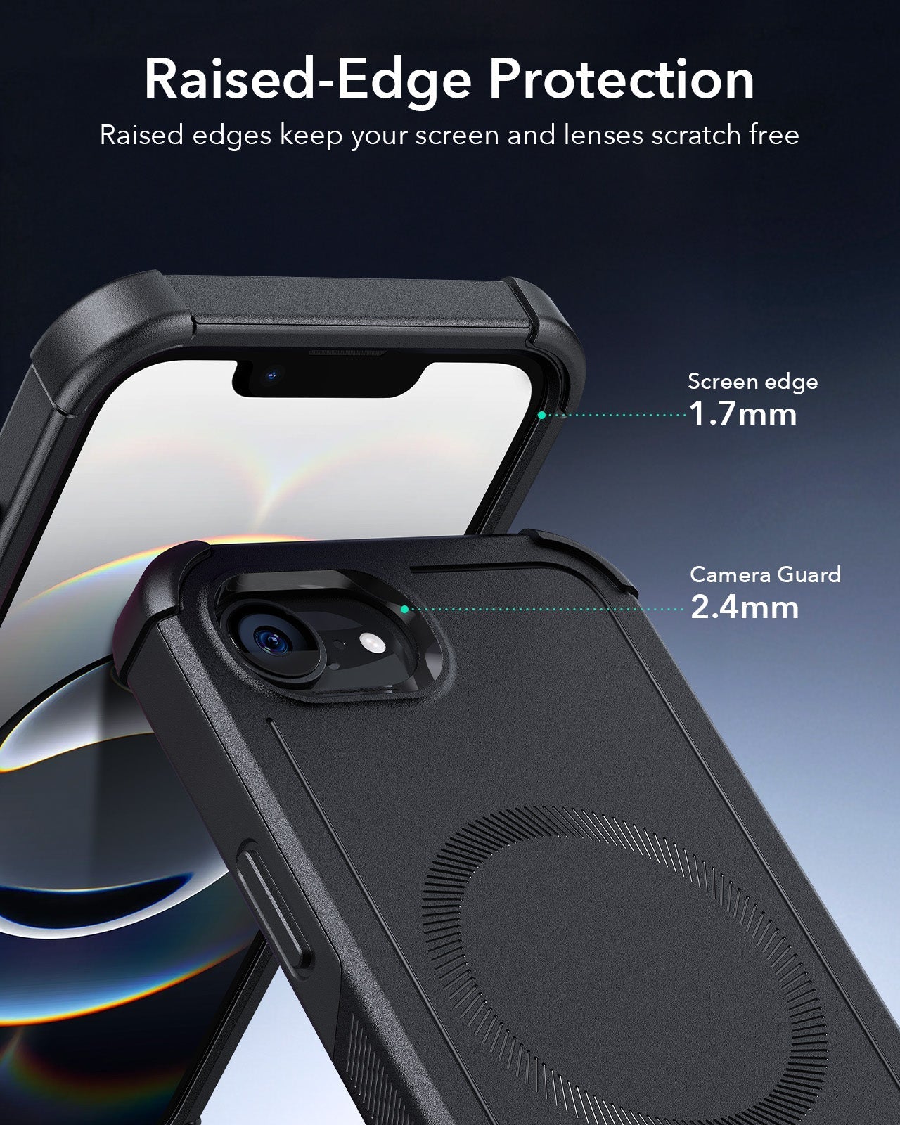 iPhone 16e HaloLock Cyber Tough Case Privacy Protection Bundle - Black - ESR