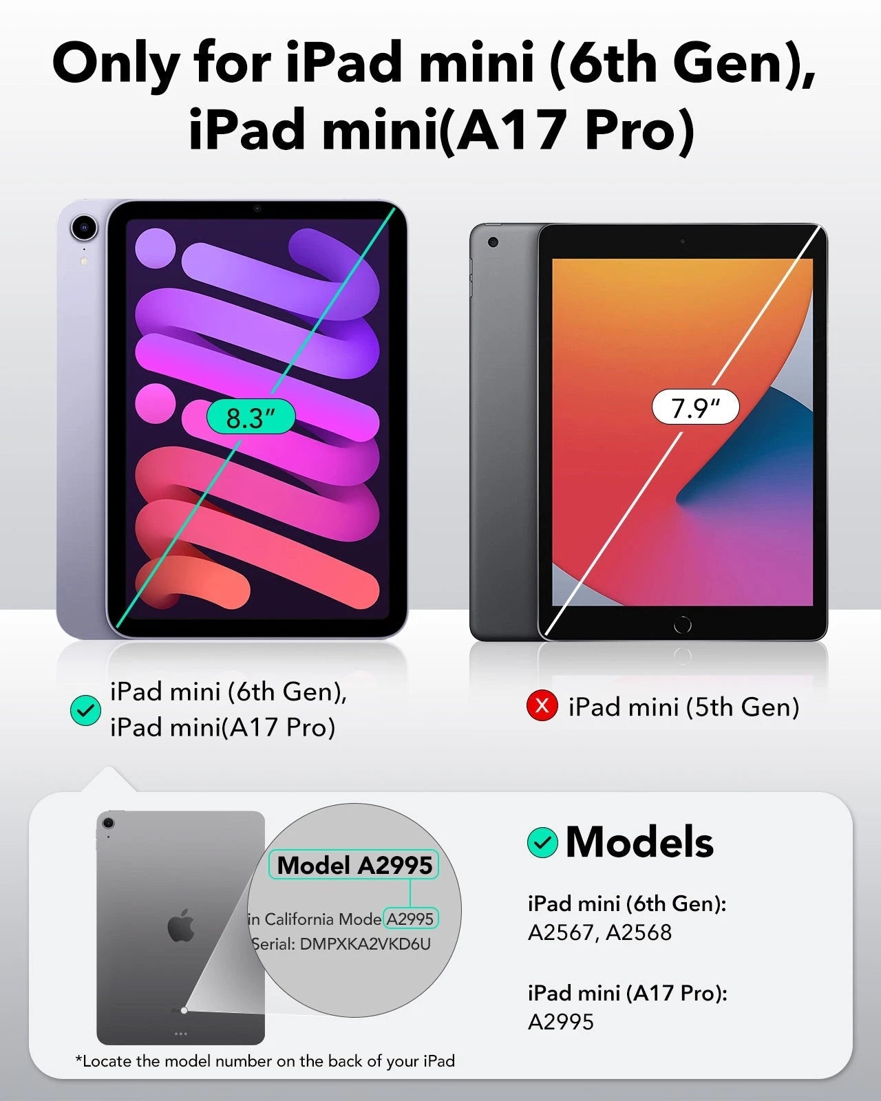 Compatible with ipad mini case for mini 7 and mini 6
