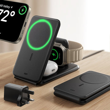 15W 3-in-1 Travel Wireless Charging Set - Black - UK Plug ESR ESR
