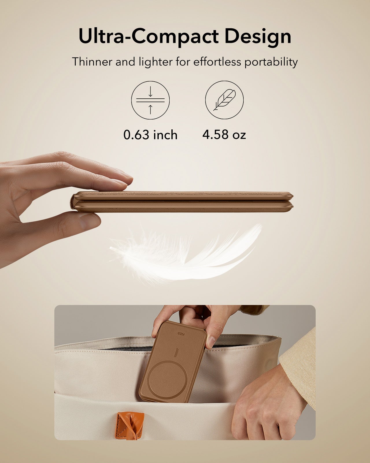 15W 3-in-1 Travel Wireless Charging Set - Brown - EU Plug ESR ESR