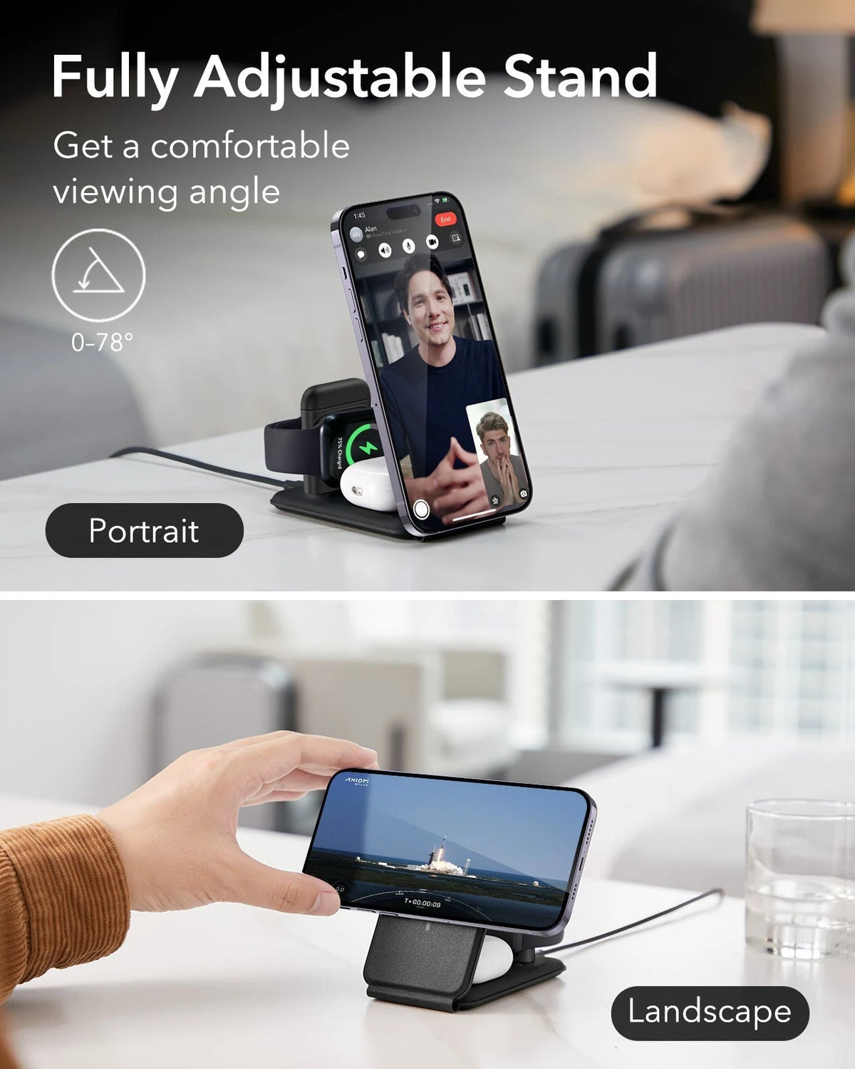 15W 3-in-1 Travel Wireless Charging Set - Black - UK Plug ESR ESR