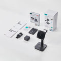 15W 3-in-1 Wireless Charging Station with CryoBoost (HaloLock) and Wallet Stand Bundle - Black - US Plug
