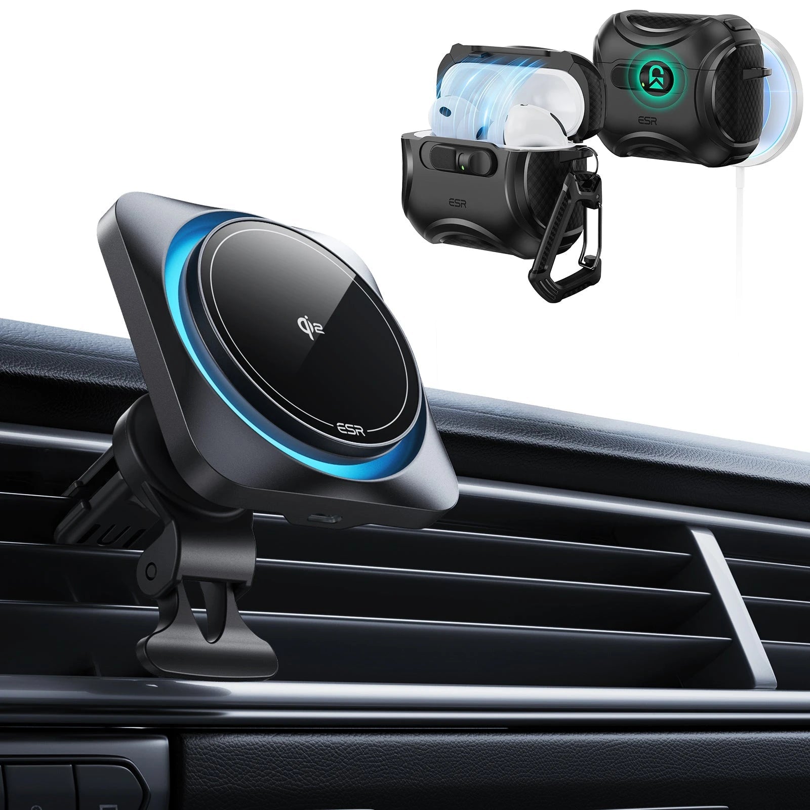 15W CryoBoost Car Charger and AirPods Pro 3 FlickLock Case Bundle-Black