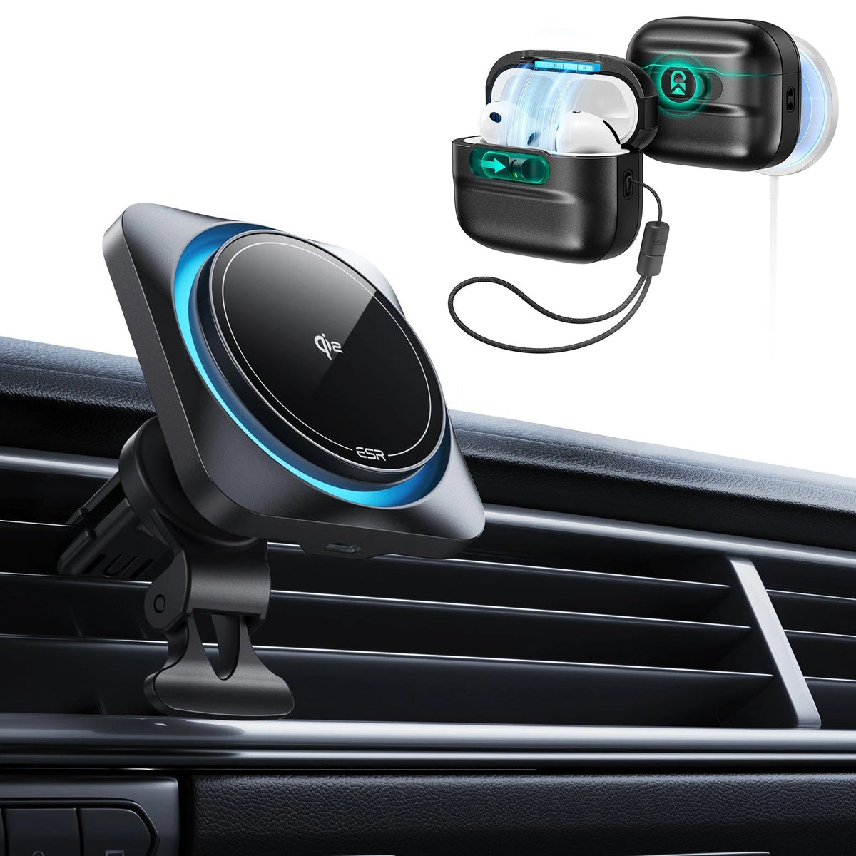 15W CryoBoost Car Charger and AirPods Pro 3 Pulse FlickLock Case Bundle-Black