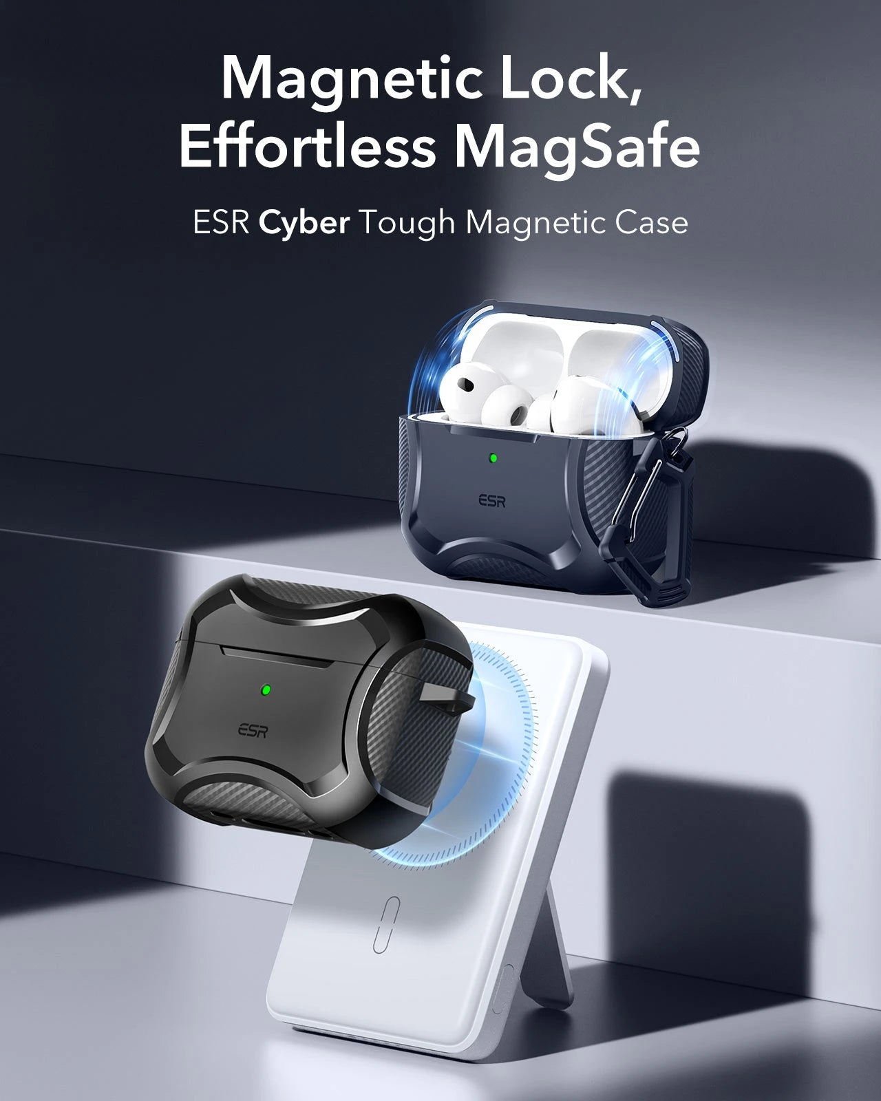 25W CryoBoost Foldable 3-in-1 Magnetic Charger & AirPods Pro 3 Cyber Tough Case Bundle – EU Plug-Black ESR ESR
