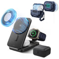 25W CryoBoost Foldable 3-in-1 Magnetic Charger and AirPods Pro 3 Cyber FlickLock Case Bundle– US Plug-Black&Blue
