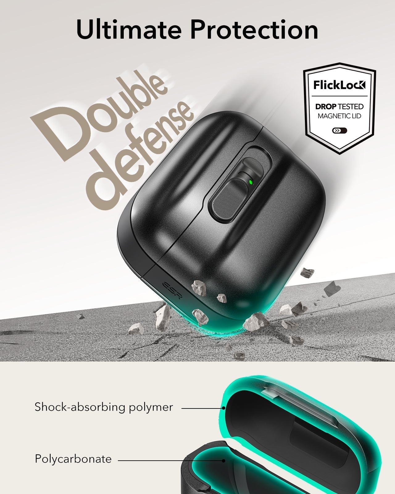 25W CryoBoost Foldable 3-in-1 Magnetic Charger and AirPods Pro 3 Pulse FlickLock Case Bundle – EU Plug-Black ESR ESR