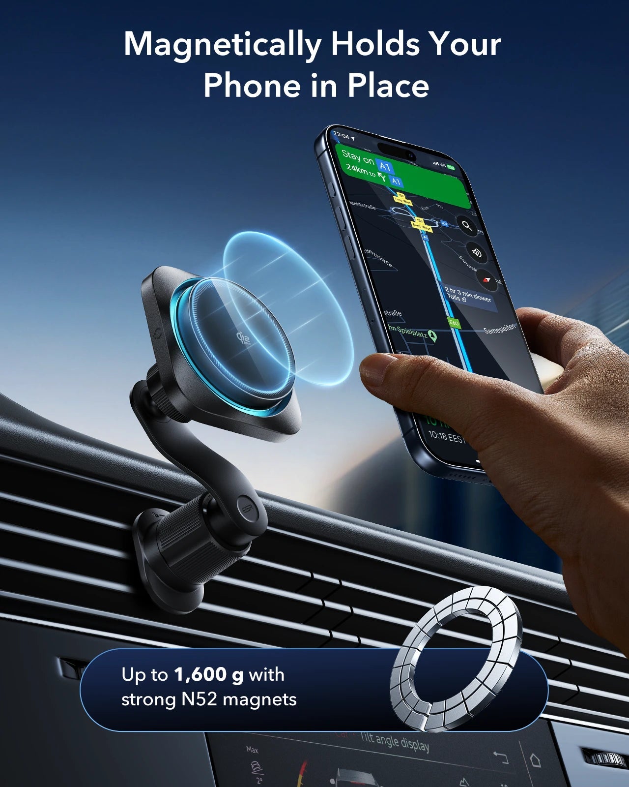 25W CryoBoost Foldable 3-in-1 Magnetic Charger and Car Charger (Air Vent)  Bundle– EU Plug-Black ESR ESR