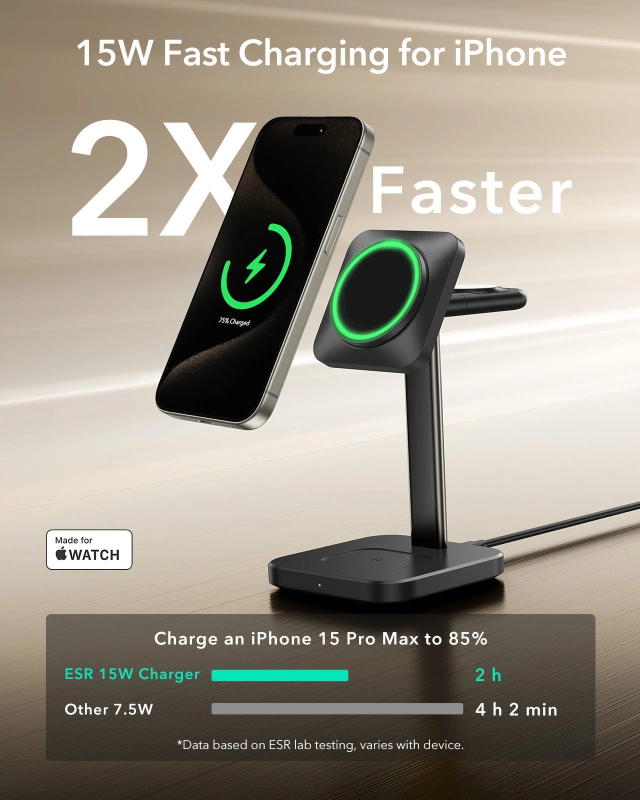 3-in-1 Magnetic Charging Station (15W) - Black - UK PLUG ESR ESR