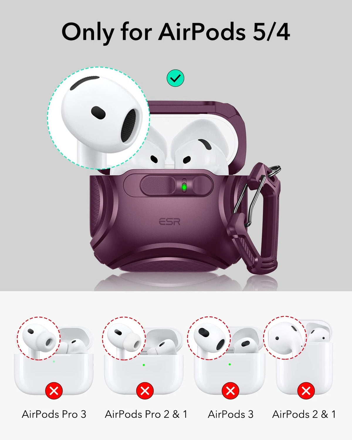 AirPods 5 Cyber FlickLock Magnetic Case - Burgundy ESR ESR
