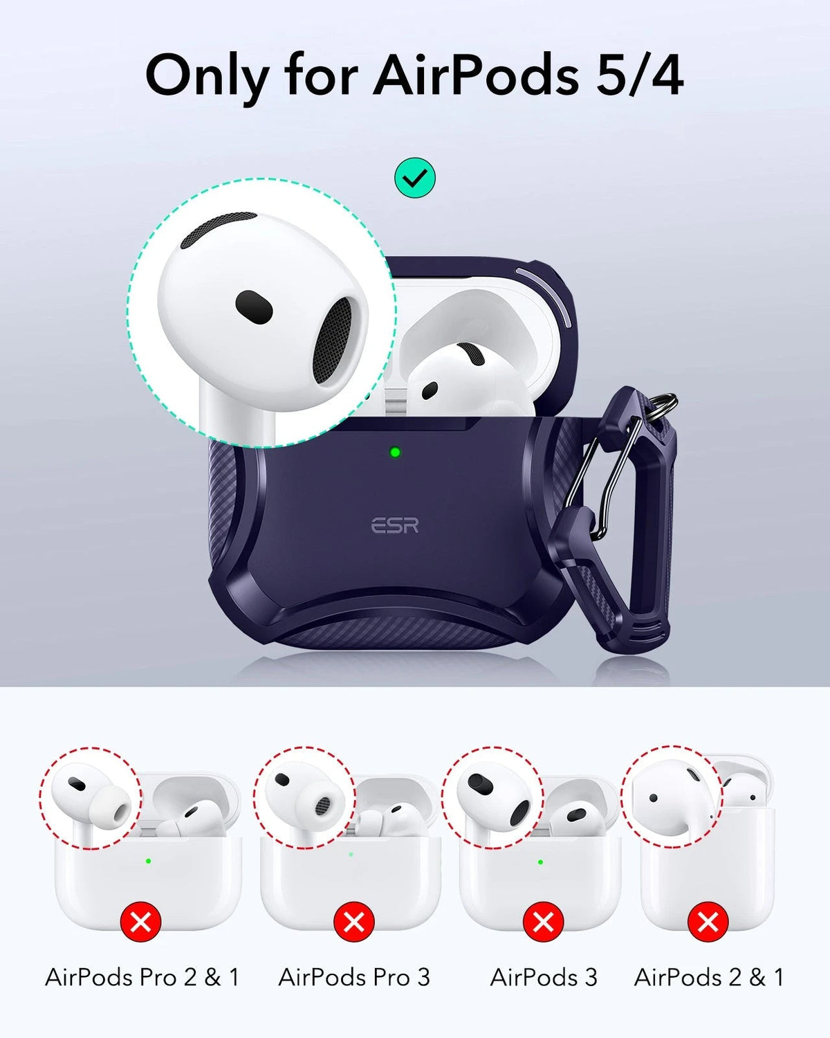 AirPods 5 Cyber Tough Magnetic Case - Purple ESR ESR