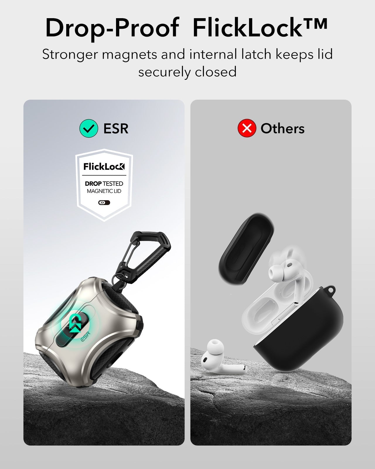 AirPods Pro 3 Dual Style Security Lock Bundle - Titanium & Black ESR ESR