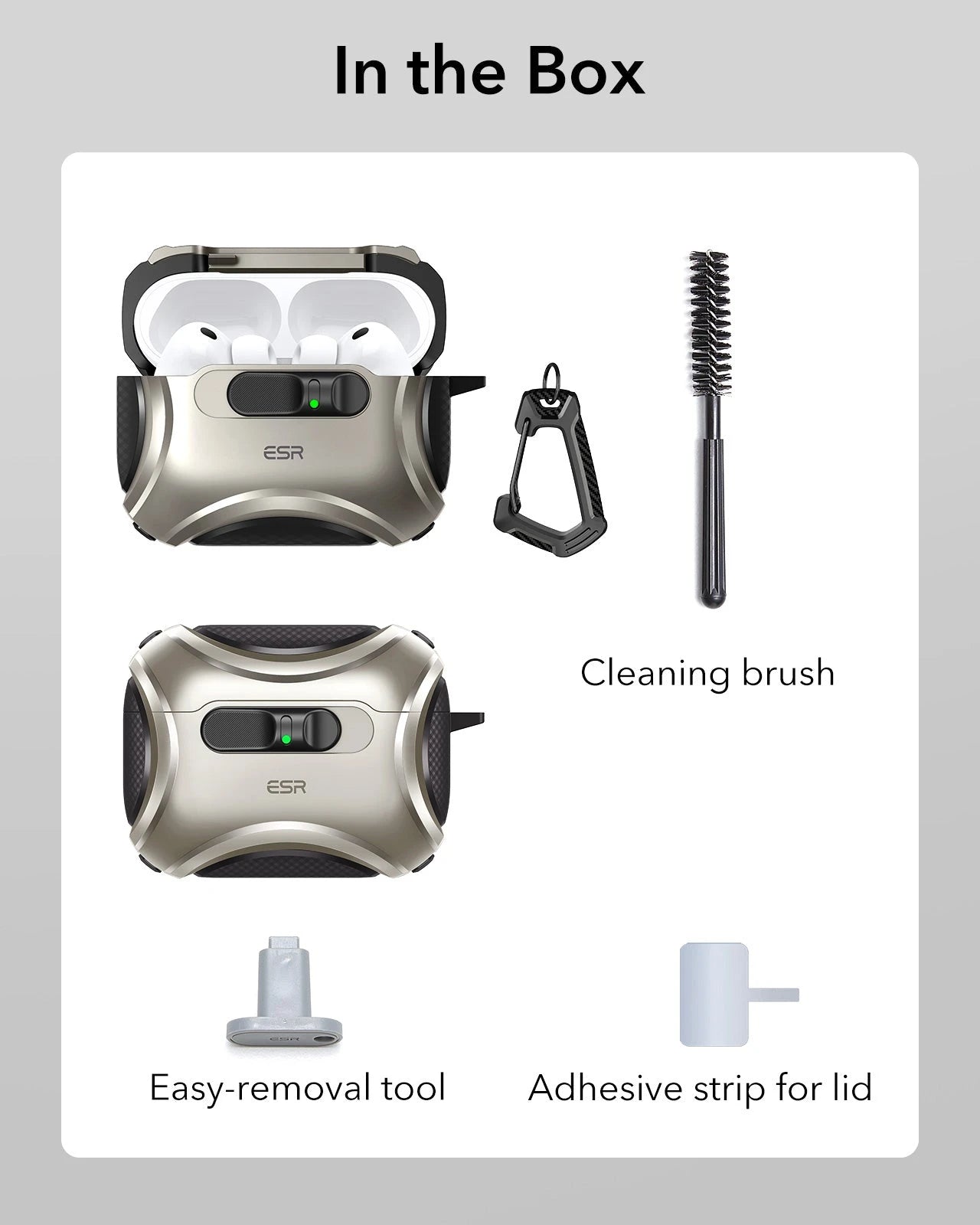 AirPods Pro 3 Dual Style Security Lock Bundle - Titanium & Black ESR ESR