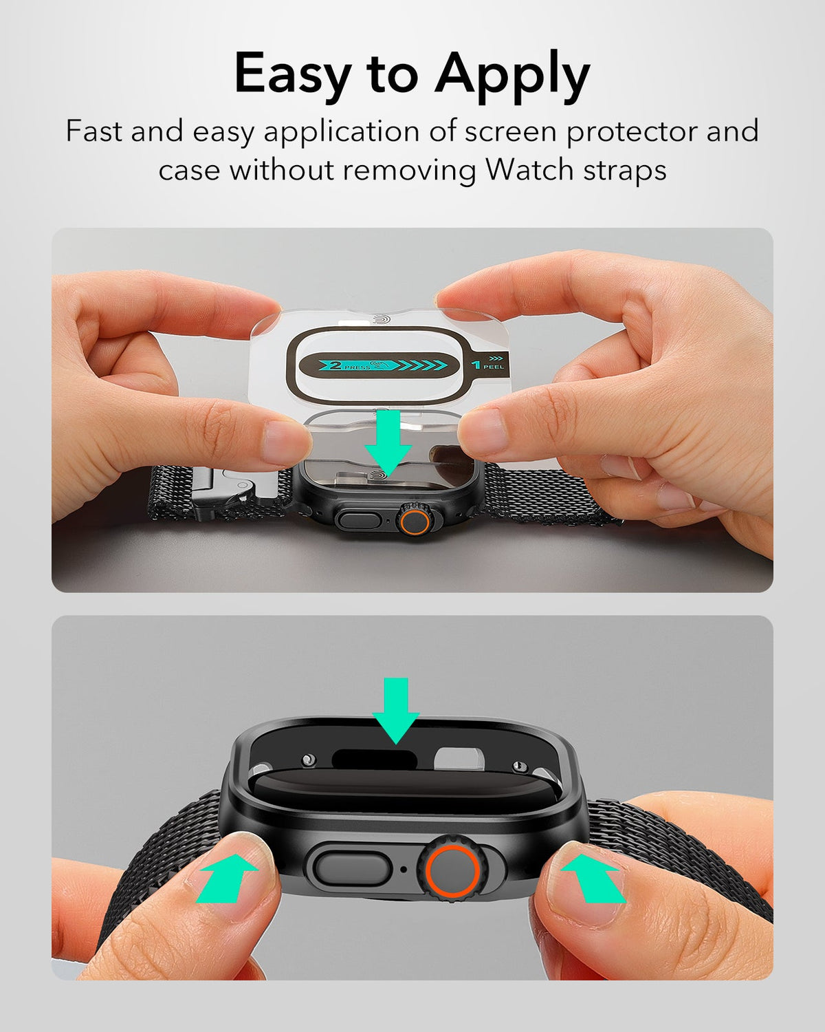 ESR Apple Watch Ultra 3 Case with Screen Protector easy to apply