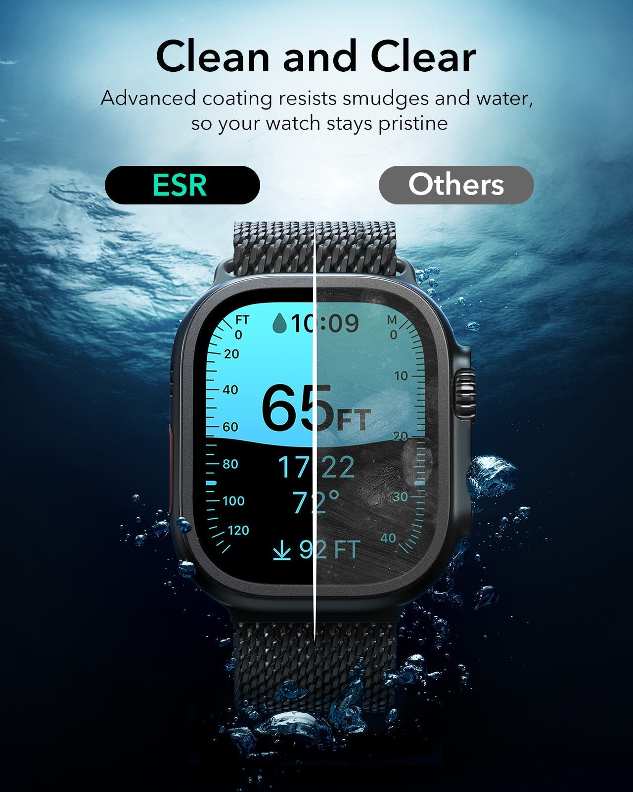 ESR Apple Watch Ultra 3 2025 Screen Protector Black Clean and Clear