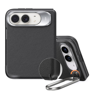 Black Vegan Leather iPhone Duo Magsafe Case with Stand