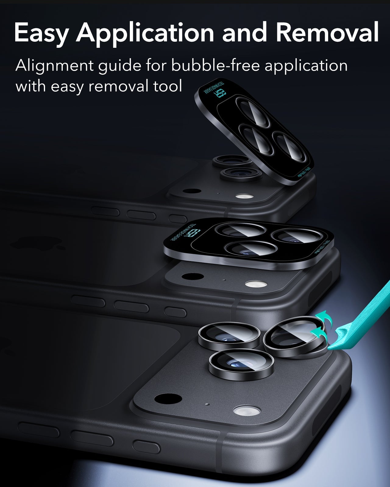 ESR Black iPhone 18 Pro/Pro Max Armorite Camera Lens Protector Easy Application and Removal