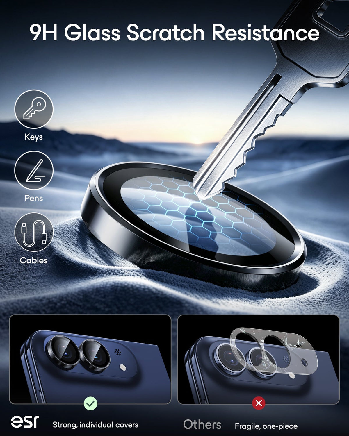esr Black iPhone Duo Armorite Camera Lens Protector 9H Glass Scratch Resistance