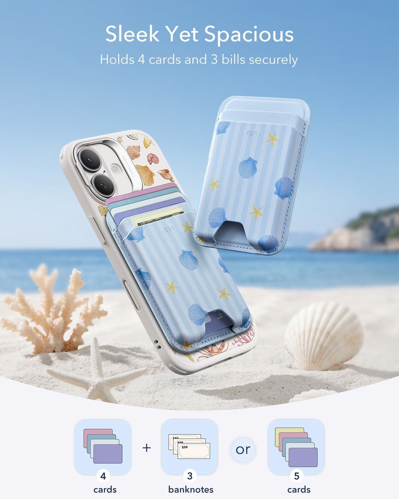 Classic-Magnetic-Wallet-Coastal-Summer-ESR-Sleek Yet Spacious