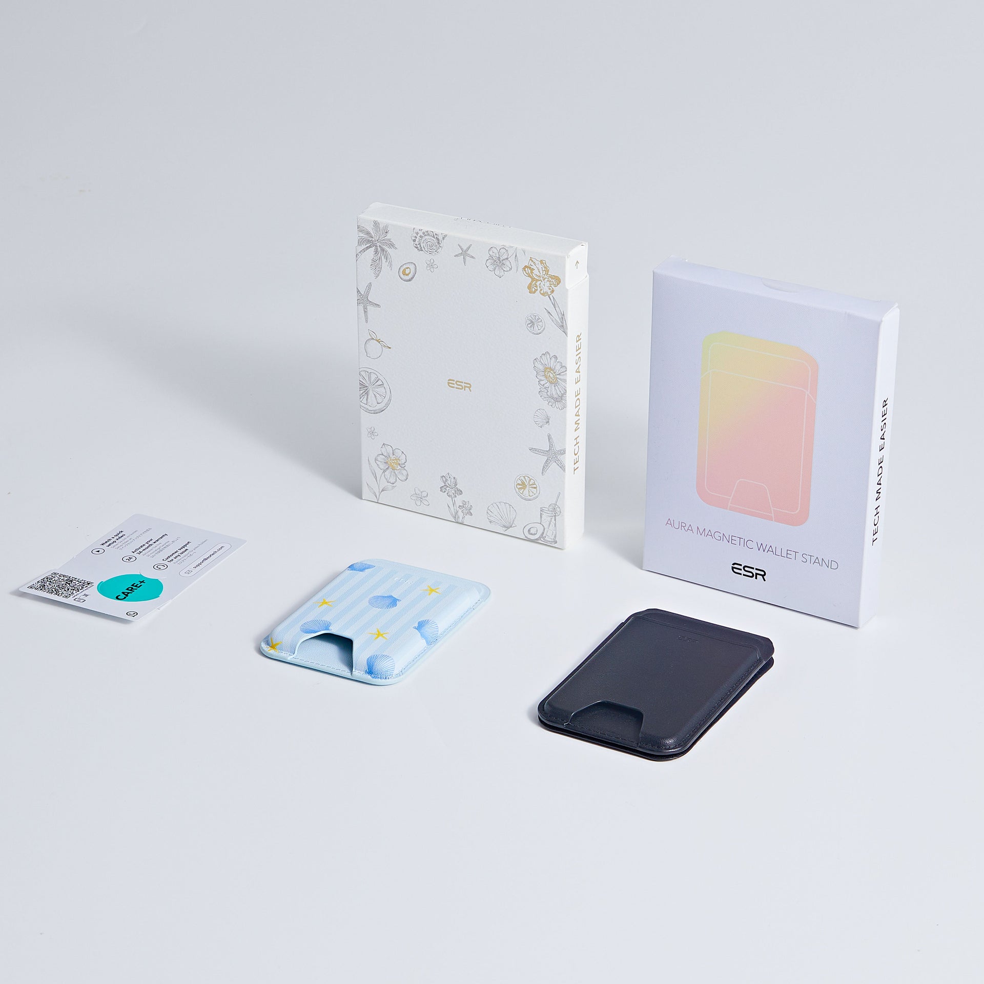 Classic Magnetic Wallet and Wallet Stand Bundle - Coastal Summer&Midnight Black