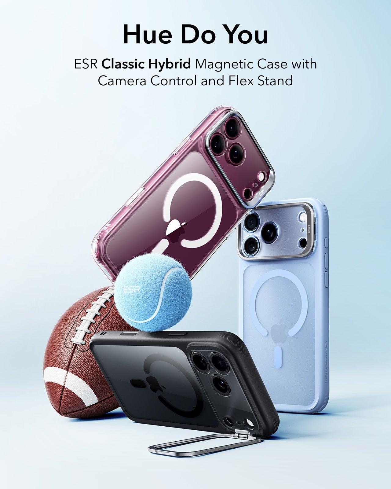 ESR Clear Black iPhone 18 Pro Max Magsafe Slim Phone Case with Stand Hue Do You