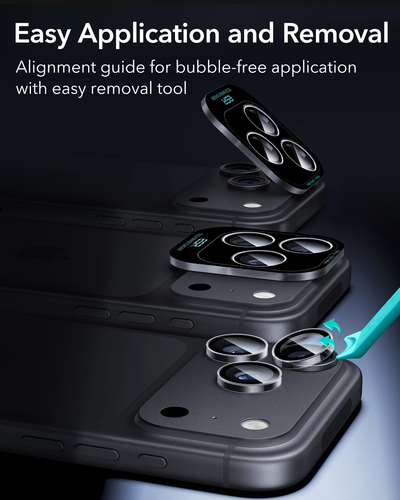 ESR Clear iPhone 18 Pro/Pro Max Armorite Camera Lens Protector Easy Application and Removal