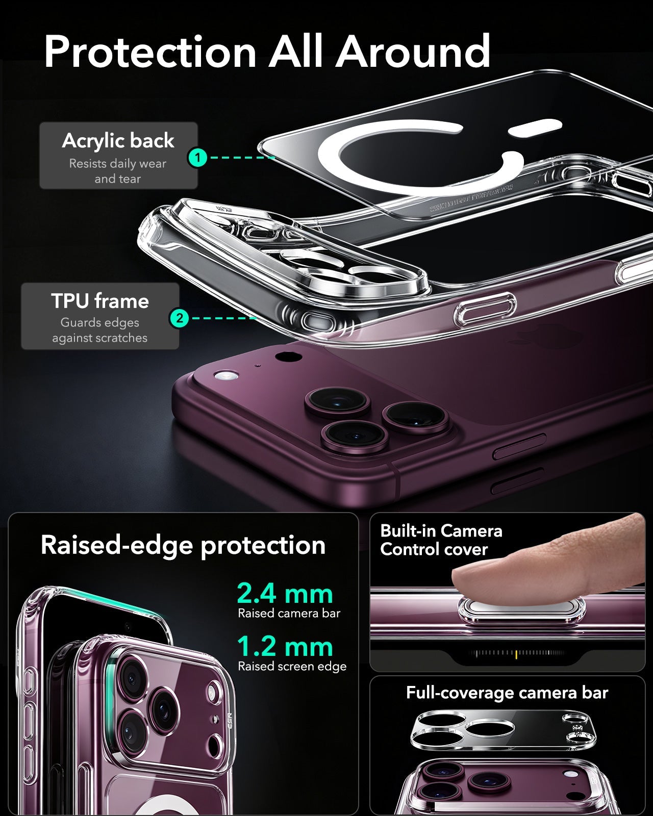ESR Clear iPhone 18 Pro Magsafe Slim Phone Case Protection All Around