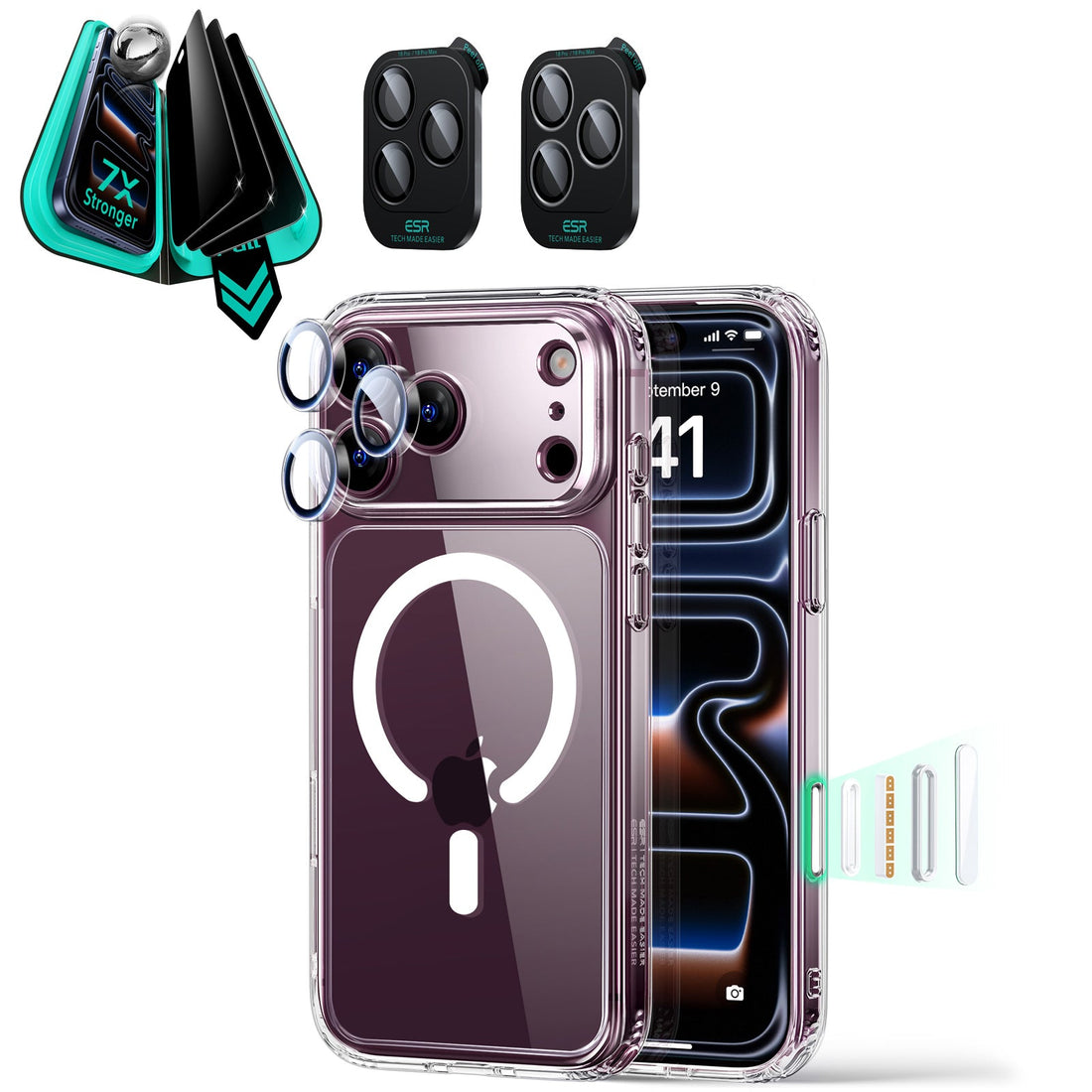 Clear iPhone 18 Pro Max Magsafe Slim Phone Case with armorite tempered glass privacy screen protector and camera lens protector