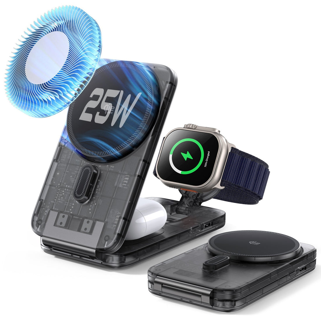CryoBoost Foldable 3-in-1 Magnetic Charging Station  (25W) – JP Plug-Frosted Graphite ESR ESR