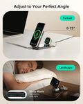 CryoBoost Foldable 3-in-1 Magnetic Charging Station  (25W) – US Plug-Black -adjust to your perfect angle