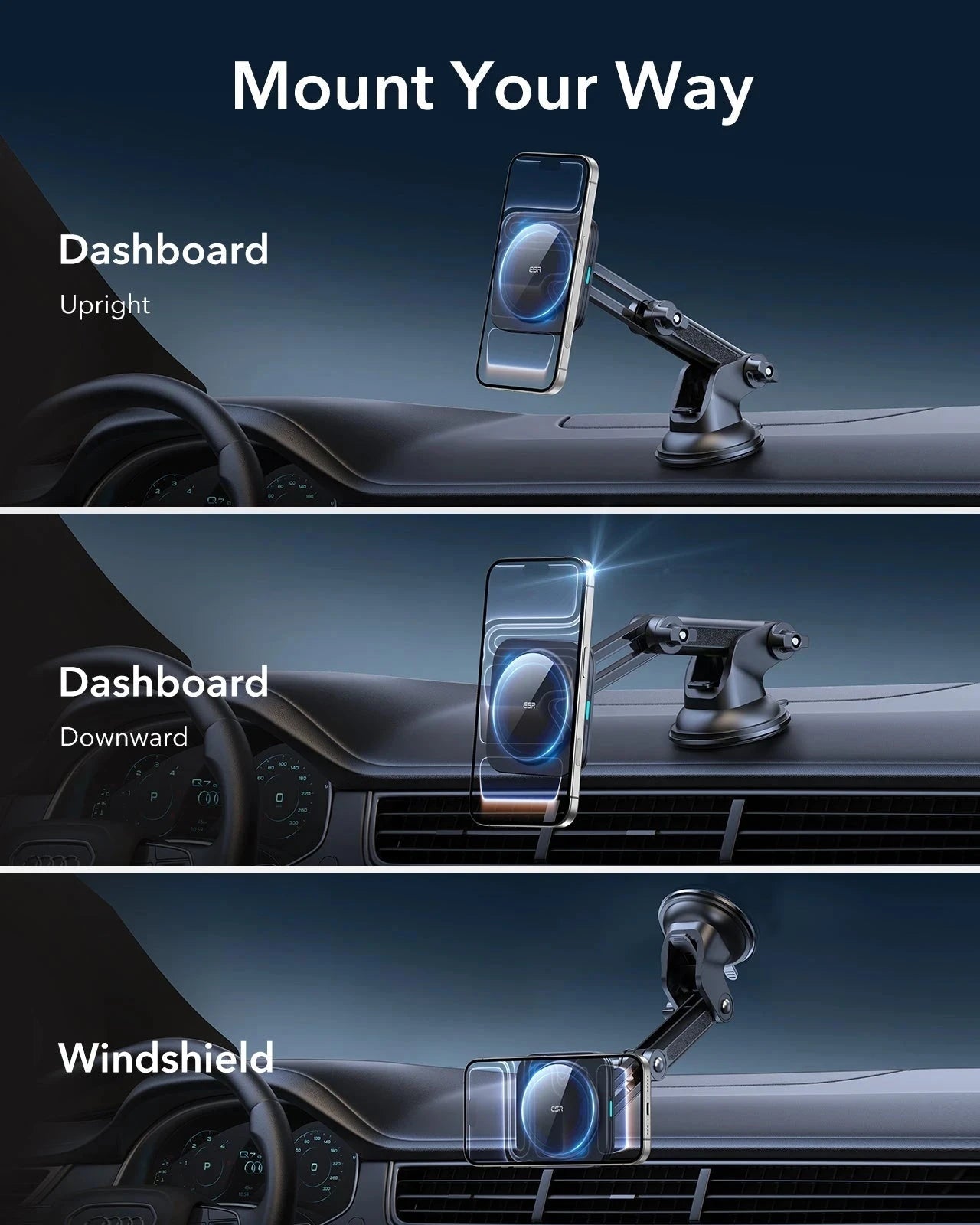 Dashboard Wireless Car Charger (HaloLock) - Black ESR ESR