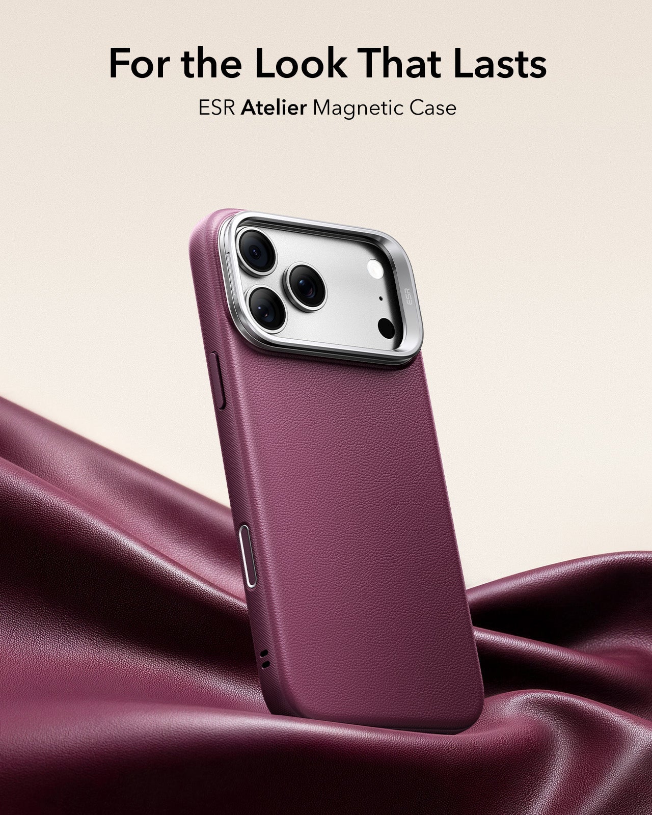 ESR Deep Burgundy Leather iPhone 18 Pro Max Magsafe Case with Stand For the Look That Lasts