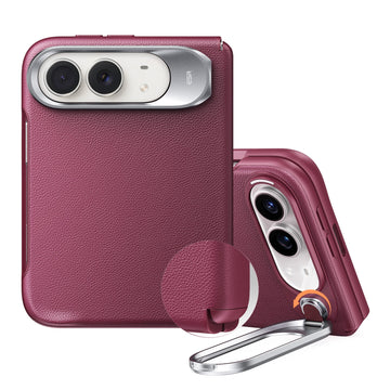 Deep Burgundy Vegan Leather iPhone Duo Magsafe Case with Stand