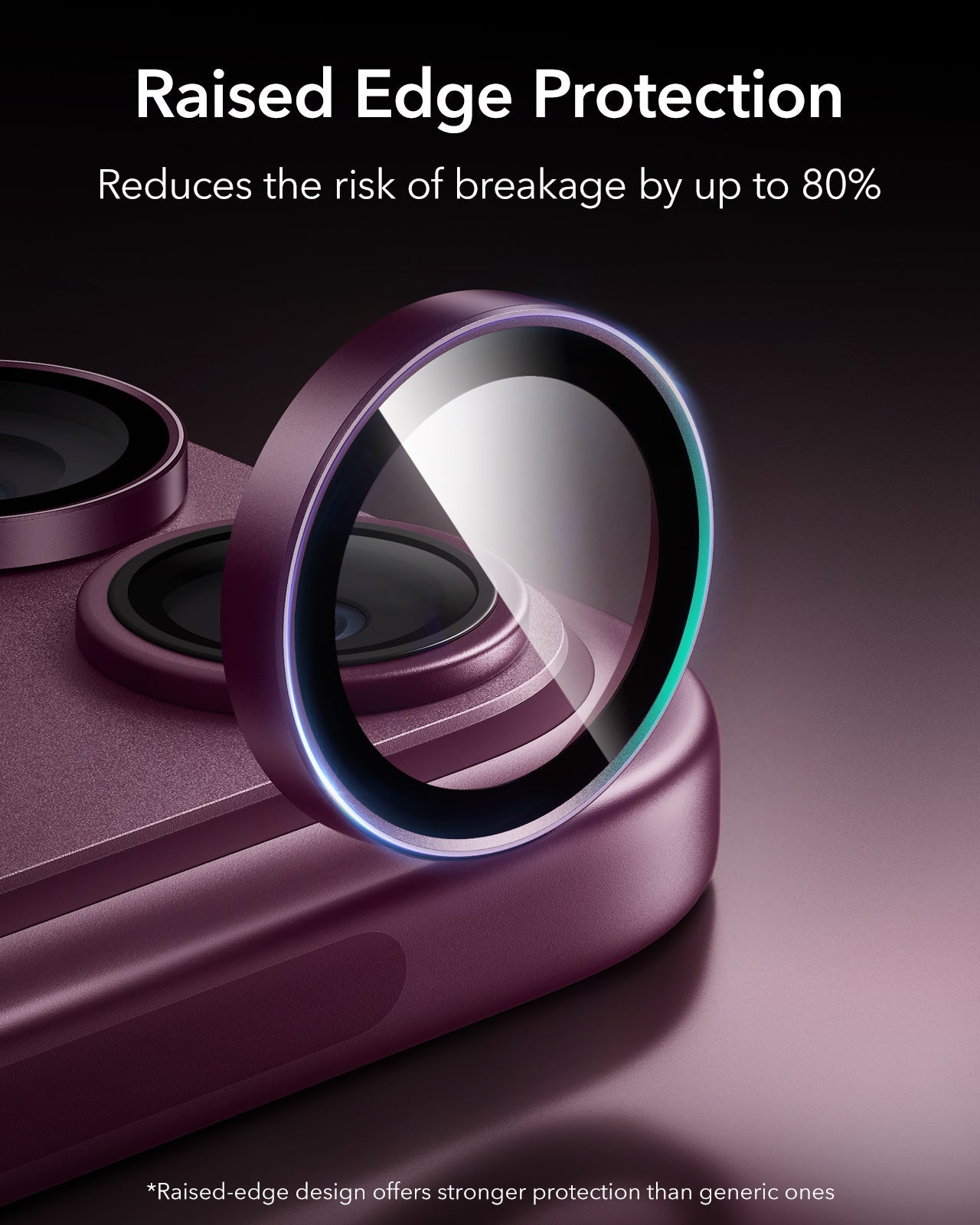 ESR Deep Burgundy iPhone 18 Pro/Pro Max Armorite Camera Lens Protector Raised Edge Protection